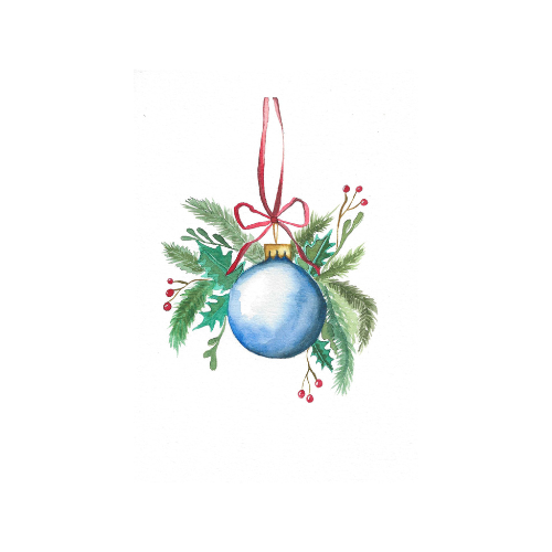 A5 Blue Bauble Print
