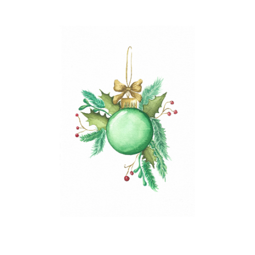 A5 Green Bauble Print